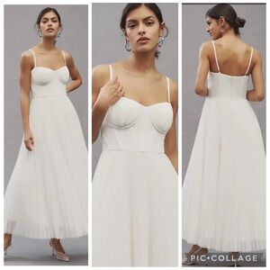 Hutch Amara Corset Pleated Tulle Fit & Flare Midi Dress Size 8 Medium